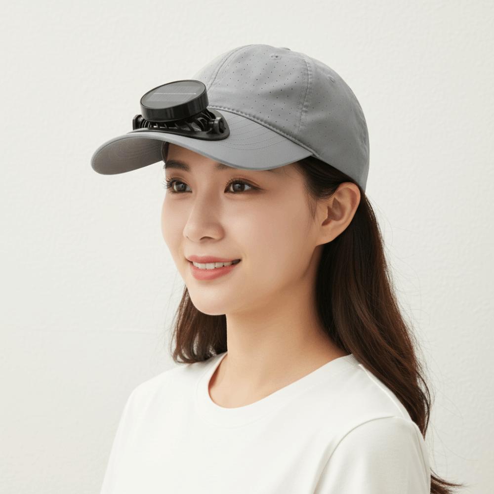 Portable Rechargeable Fan Hat Solid Color Cooling Fan Peaked Cap for 3.7V/300mAh Hiking