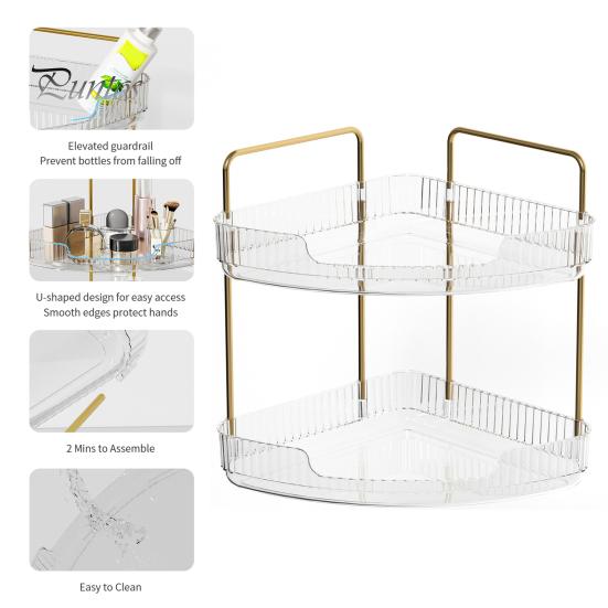 Угловой органайзер для ванной комнаты, стойка для хранения, простая сборка, большая вместимость, 3-уровневый органайзер для духов в ванной, держатель для косметики на столешнице