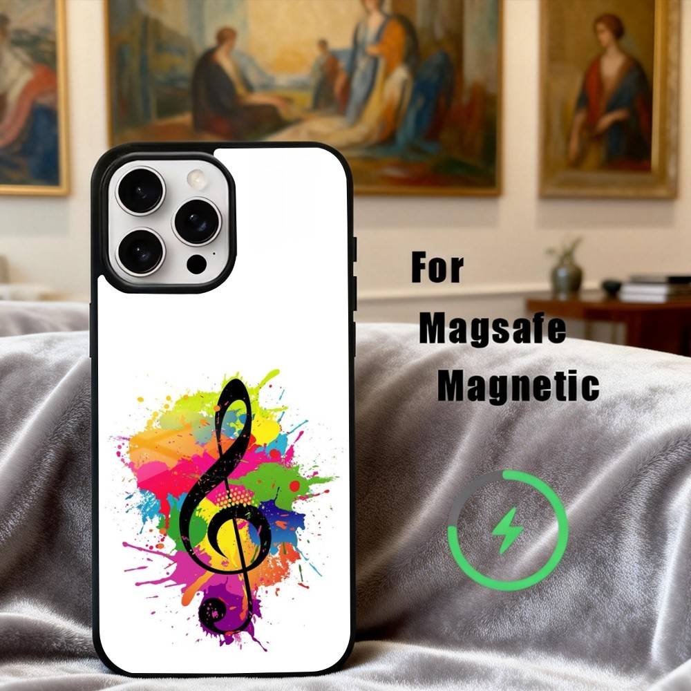 M-Music Art Чехол для телефона с ключом Соль для iPhone 17, 16, 15, 14, 13, 12, 11 Plus, Pro Max Магнитный Для Magsafe Беспроводной Зарядки
