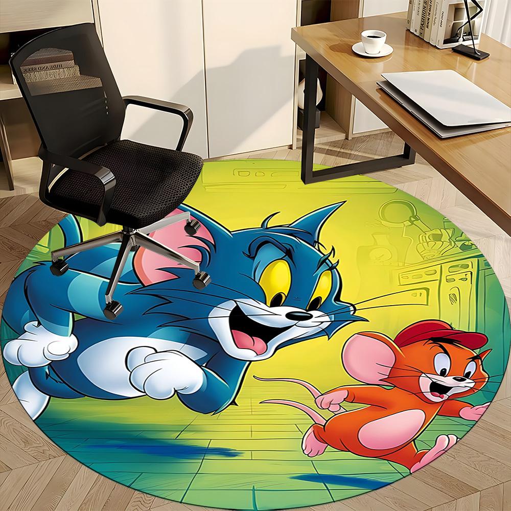 1pc Tom Jerry Office Round Area Rug, Under Office Chairs Bedroom Living Room Home Decor, Room Decoa1016118
