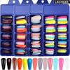 LACHEER 100Pcs False Nail Tips Long Coffin French Candy Color Full Cover Fake Nails Extension UV Gel Acrylic Training Manicure