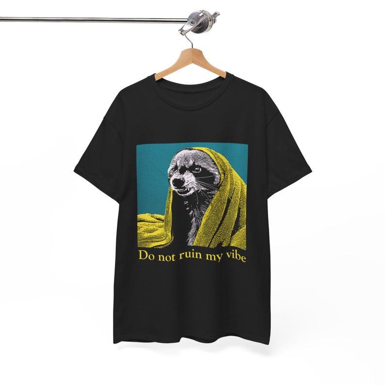Don't Spoil My Ambiance Raccoon T-shirt Casual Street Fashion Personality Art Aesthetic Short Sleeve Round Neck Tops