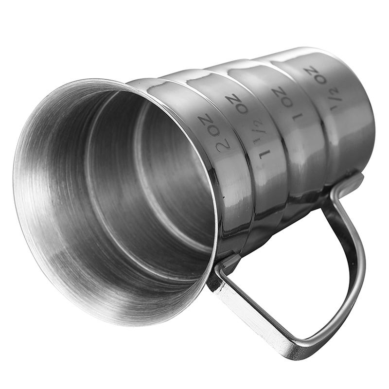 Джиггер для коктейлей из нержавеющей стали со ступеньками и ручкой, 60 мл (2oz)