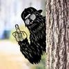 Peeping Sasquatch Metal Sign Middle Finger Animal Silhouette Sign Peaking-a-Boo Sasquatch Sign