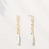 Ozel Silver925 Link Chains Natural Water Pearl Drop Earrings PS156E