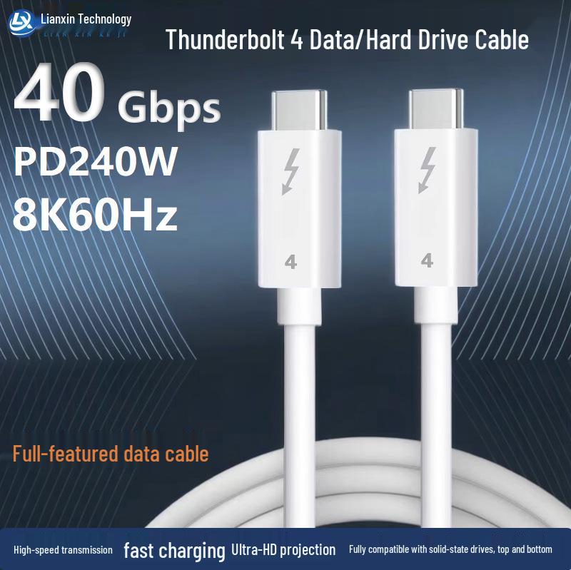 Двойной кабель 240 Вт Thunderbolt 4 USB-C для Android и автомобильной зарядки PD