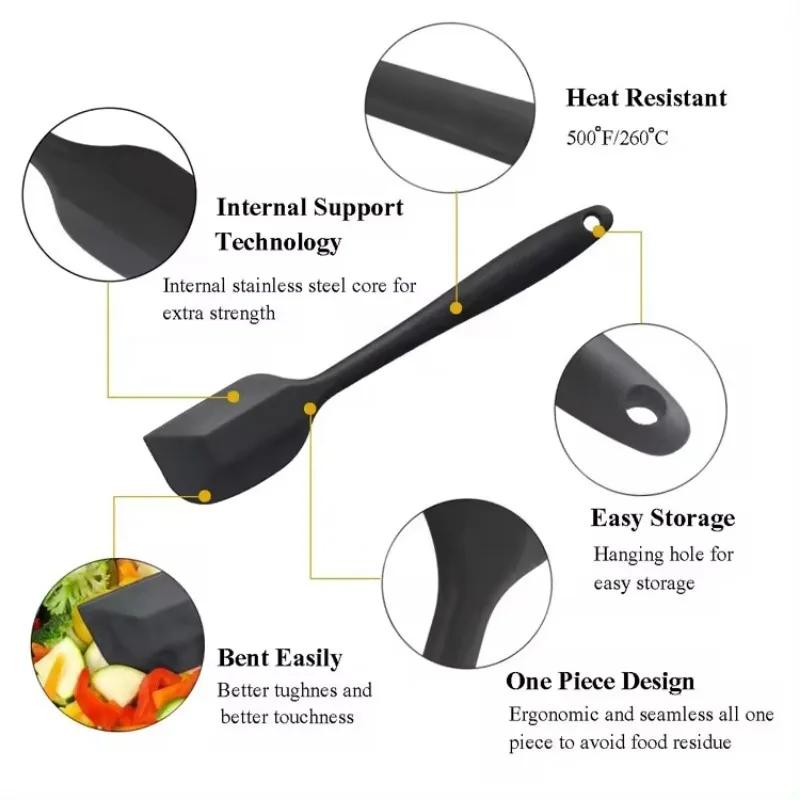 Силиконовый набор лопаток из 6 штук, бесшовный цельный, антипригарный, термостойкий до 600°F, кухонная утварь, силиконовый скребок для готовки и выпечки