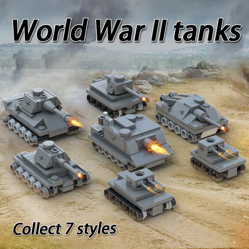 WW1 Weapoons Heavy Black Tank vehicle Puzzle WW1 German AV7 Military Battle Tank Blocks Model Educational Toys for Boy KId Gifts