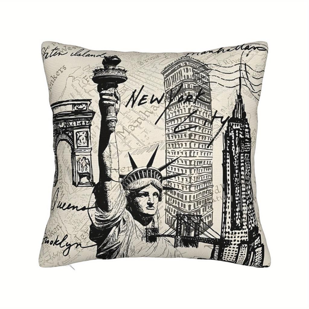 Retro 1980S New York Printed Decorative Pillowcase Travel Accessory For Bedroom Indoor Home Decoration