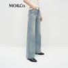 MO&Co. Women's Mid-High Waist Washed Straight-Leg Jeans