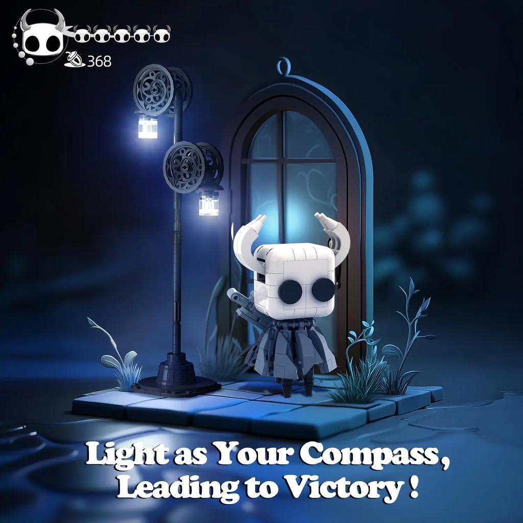 Non-Toxic 370Pcs Hollowed Knight Building Blocks Ghost Set Street Lighting Model Bricks Desktop Ornaments Kids Educational Diy Toys Gifts