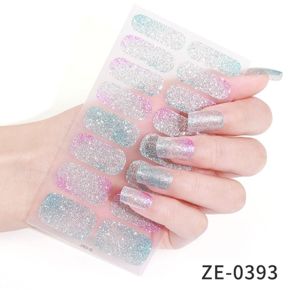 5Sheets Gradient Colors Gel Nail Polish Strips Glittering Gel Full Nail Wraps  DIY NAil Art Making