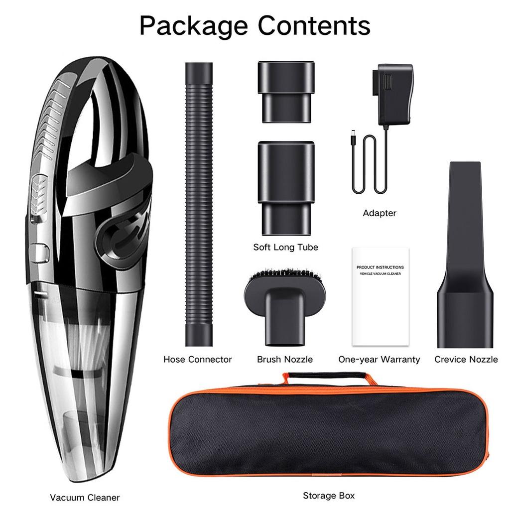 Mini Car Vacuum Cleaner Powerful Cyclone Suction 120W 9000PA Cordless Portable Household Dual-use Rechargeable Wet Dry Vacuum Cleaner