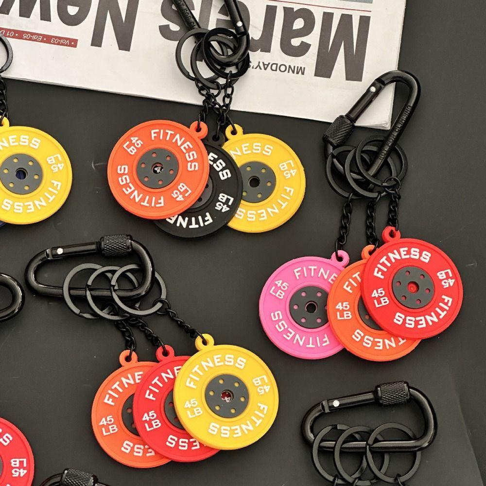 with D-shaped Carabiner Barbell Plates Key Chain 3-in-1 Fitness Series Pendant Fitness Prople
