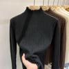 Autumn and Winter Women's Bottoming Shirt Knit Sweater Wooden Ear Edge Soft Half-high Neck Bottoming Shirt Long Sleeve Tops
