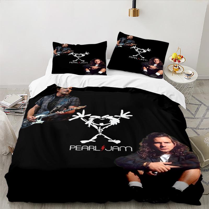 3PCS Pearl-Jam Bedding Set Printed Duvet Cover Closure Includes 1 Duvet Cover & 2 Pillowcases for All Seasons Bedroom Decor
