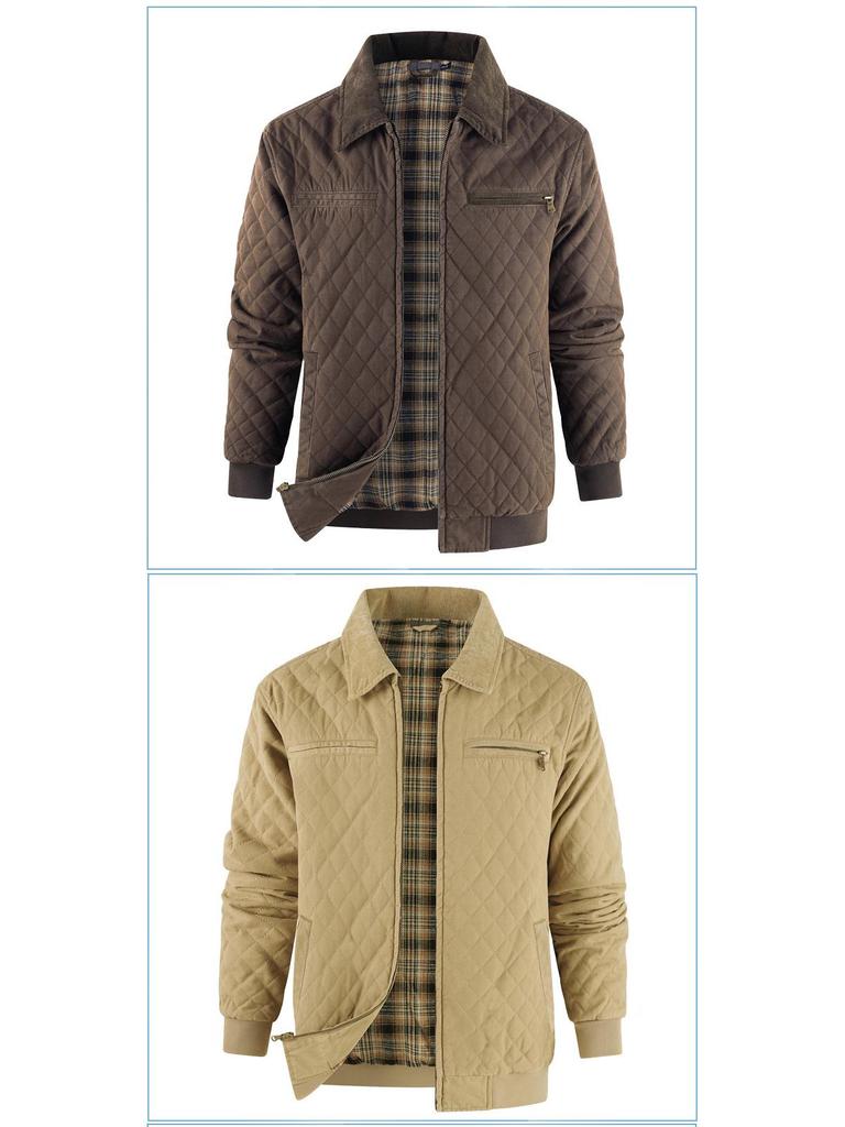 Мужская стеганая куртка из хлопкового холста, американского размера, утепленная теплой фланелью