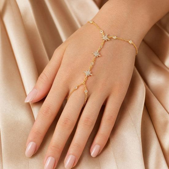 Eight-pointed Star Mitten Bracelet, Adjustable Chain Zinc Alloy Bracelet, Sparkling Star Bracelet for Jewelry Gift