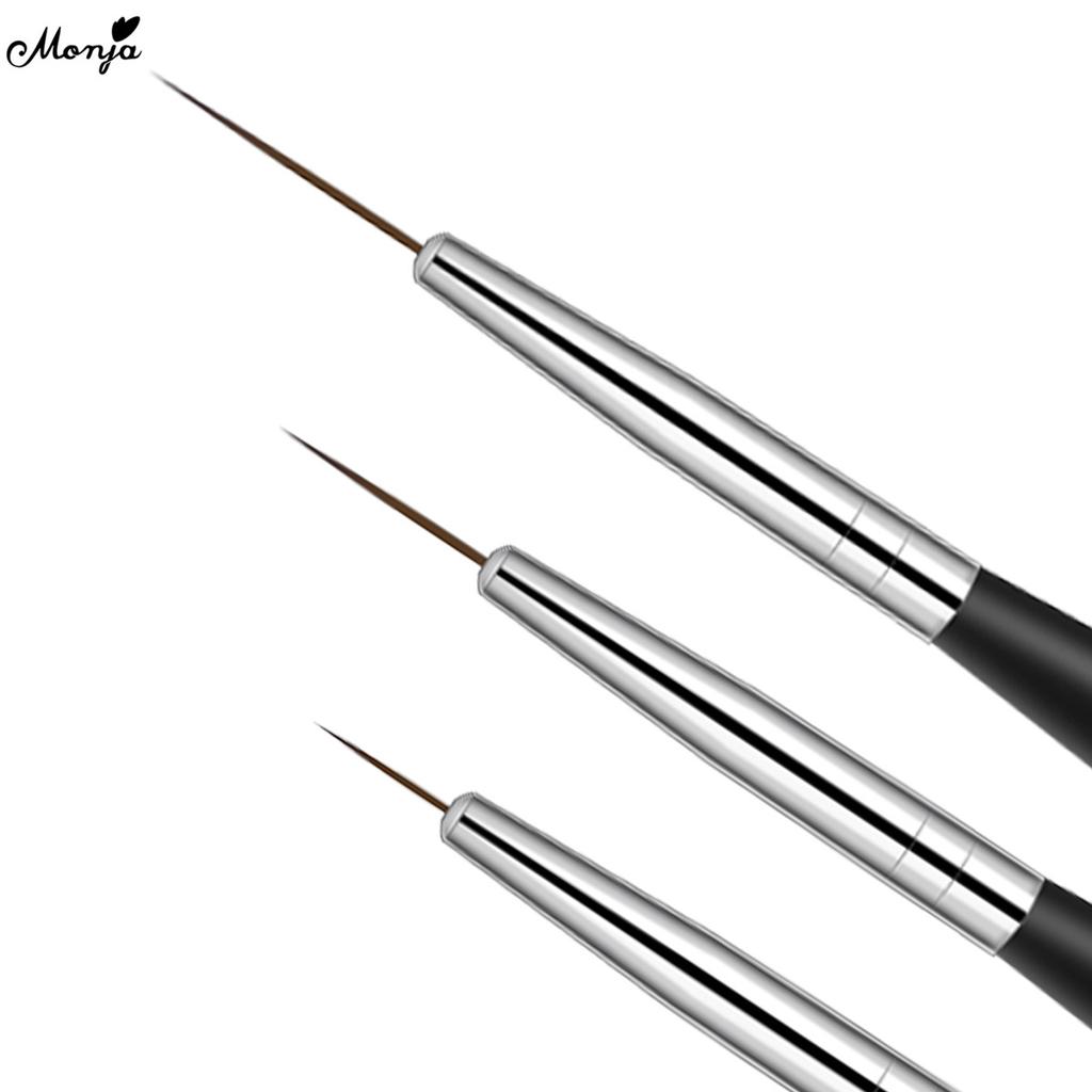 monja 3 шт./компл. кисти для ногтей, французские полоски, линии, лайнер, узор, салон, сделай сам, кисточка для рисования, ручка, инструмент для дизайна маникюра