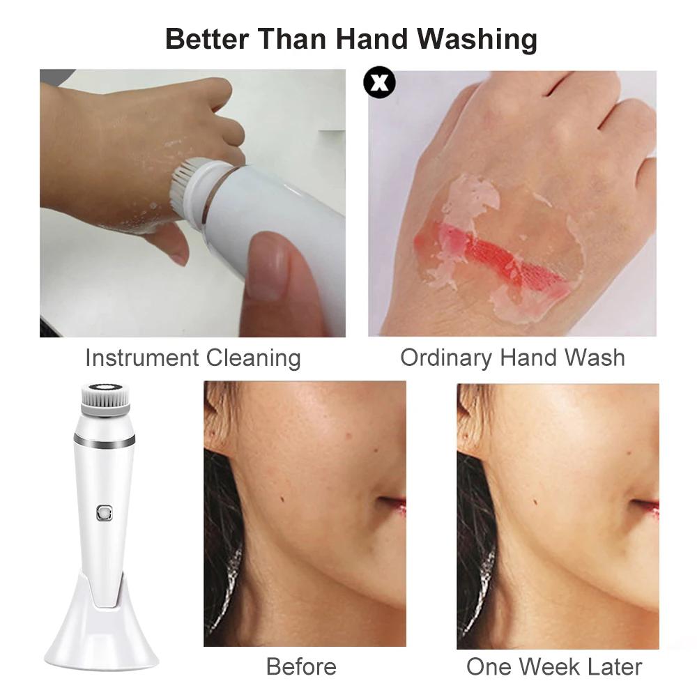 4 в 1 электрическое очищающее средство для лица, массажное мытье, автоматически вращающаяся машина для очищения лица, водостойкое средство для удаления пор и черных точек, отшелушивающее средство