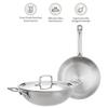 Набор посуды из трехслойной нержавеющей стали, 2 предмета (Кадхай/Вок с крышкой-24 см, Сковорода-24 см) Подходит для индукционных и газовых плит