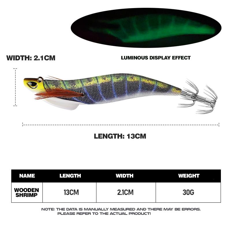 Oem 13cm 30g Luminous Fishing Hooks Shrimp Lures Squid Hook 5 Colors Shrimp Lure Octopus Fishing Hook With Lead Sinkers Baits