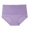 Fattened Plus Size Panties Breathable Lace Edge Solid Color Briefs High Waist