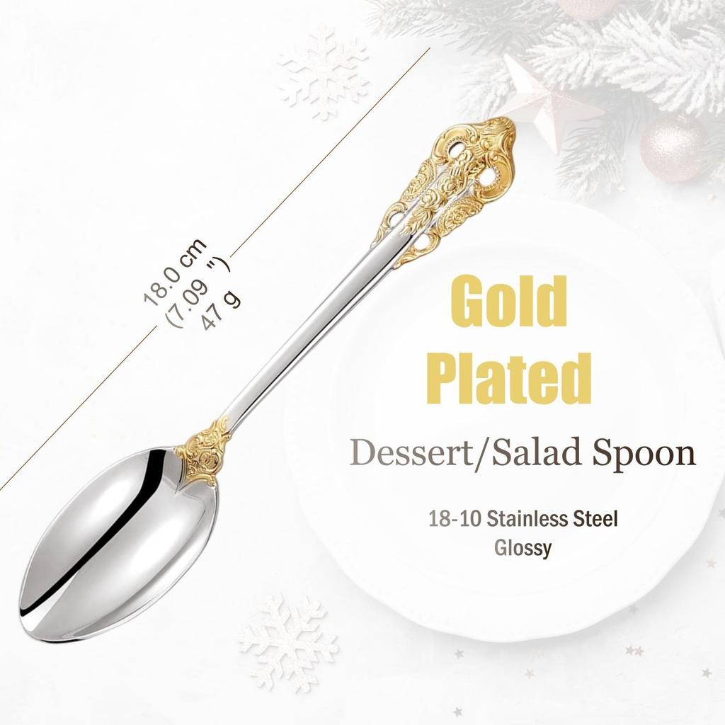 Набор столовых приборов из нержавеющей стали серебристого цвета, винтажные столовые приборы, ручки с полостью, столовое серебро для свадьбы, барокко, 18/10, глянцевое золото