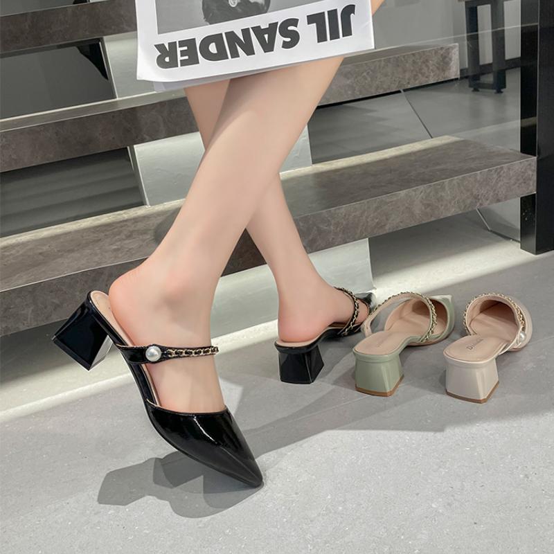 Дизайнерская женская обувь, летние роскошные женские туфли-лодочки со стразами, модные туфли-мюли с острым носком, женские туфли на высоком каблуке больших размеров