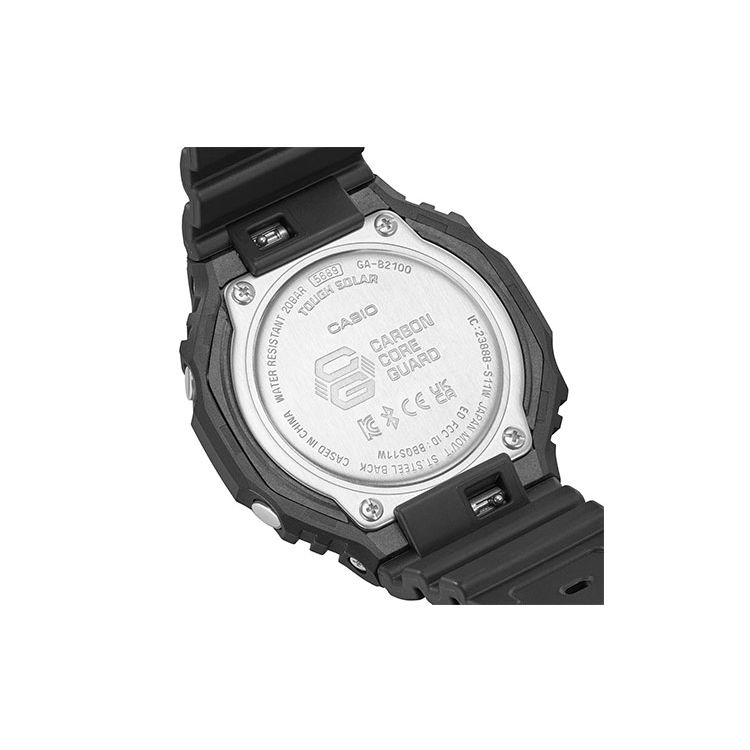 Casio G-Shock Классические Восьмиугольные Защищенные Спортивные Кварцевые Часы с Сердечником из Углеродного Волокна Ремешок из Смолы Унисекс Черные GA-B2100-1APR