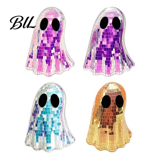 Colorful Reflective Table Centerpiece Disco Ghost Tabletop Ornament, Iridescent Mirror Mosaic Figurine, Retro Hot Girl Style Room Decor Halloween
