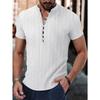 Летняя мужская повседневная рубашка с воротником-стойкой и короткими рукавами