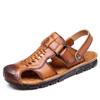 2025 Summer Shoes Mens Genuine Leather Sandals Flat Non-slip Cow Leather Male Footwear Fashion Brand Black Yellow Shoes