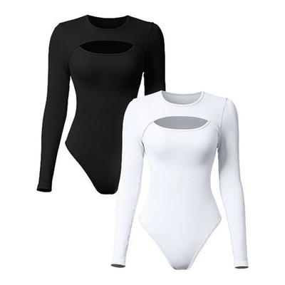 Женское боди, сексуальное, облегающее, с длинными рукавами, с круглым воротником, сплошной цвет, эластичный, дышащий, мягкий осенний женский женский купальник, топ, женская одежда