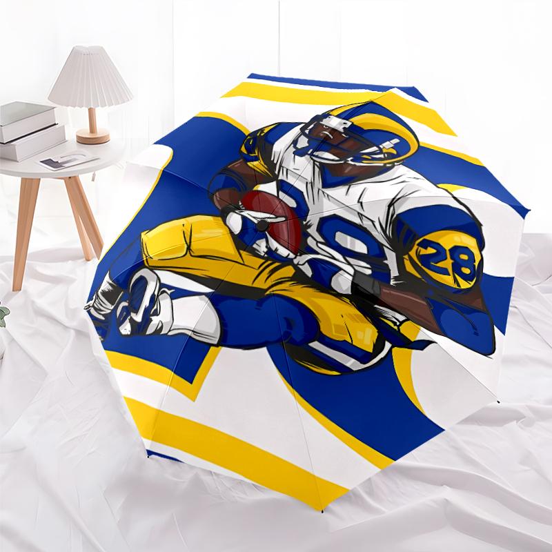 Printed Los Angeles Rams logo Folding Umbrella,Outdoor,Leisure,And Travel Umbrella,Durable Umbrella Fabric,Birthday And Holiday Gift