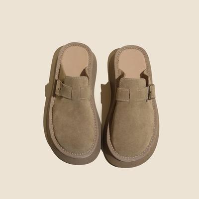 Lazy Shoes женские бархатные 2024 новые ретро тапочки на толстой подошве женские туфли Baotou на открытом воздухе