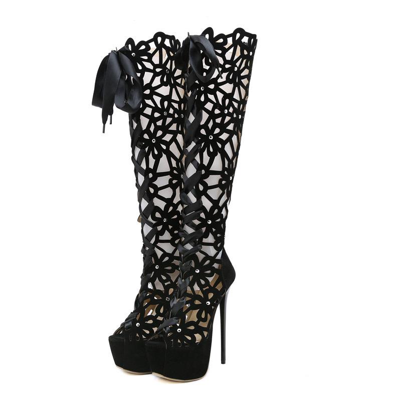 Европейские и американские босоножки T-Stage на ультра-высоком каблуке-шпильке – сексуальные ботильоны на водной платформе с ремешками и ажурными ремешками для женщин