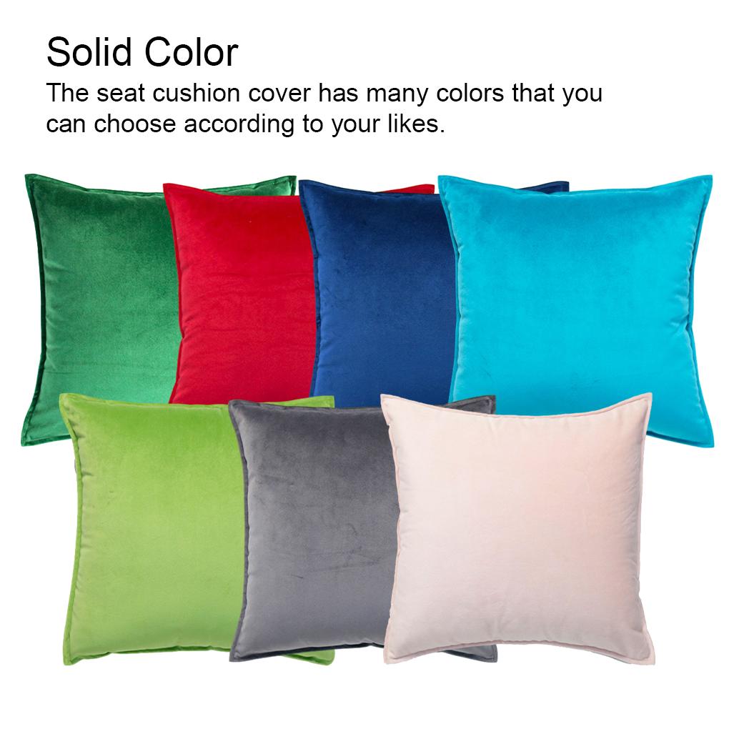 Seat Cushion Cover Solid Color Velvet Replacement Soft Decorative Reusable Zipper Sofa Pillow Case Accessories
