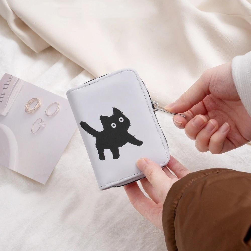 New Cat Short Wallet Large Capacity Multi Slot Coin Purse Zipper Multi Functional Money Bag