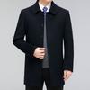 Middle-aged and Elderly Button Cashmere Coat Men's Medium-length Autumn and Winter Thickened Daddy Woolen Woolen Windbreaker Lapel Coat