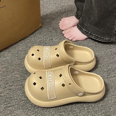 Модная женская обувь 2024 Закрытый носок Женские тапочки Летние Полые Дышащие Смешанные цвета Легкие Уличные Повседневные Пляжные Плоские тапочки