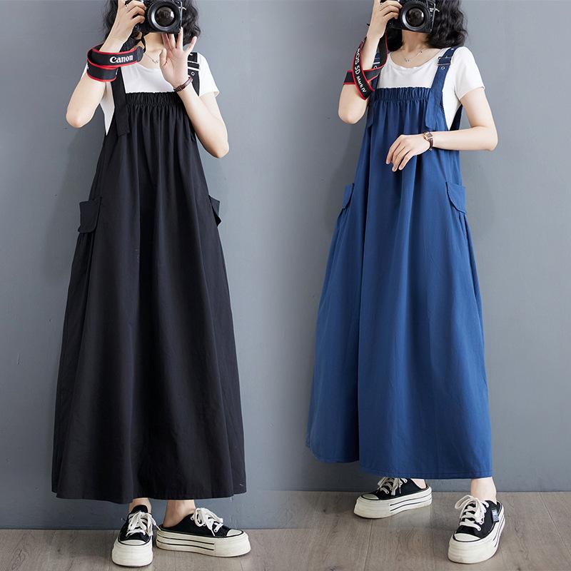 Элегантный летний корейский сарафан большого размера на тонких бретелях