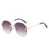 Round Cut Rimless Sunglasses Women Men Vintage Fashion Gradient Sun Glasses New Stylish Female Male Eyeglasses Gif