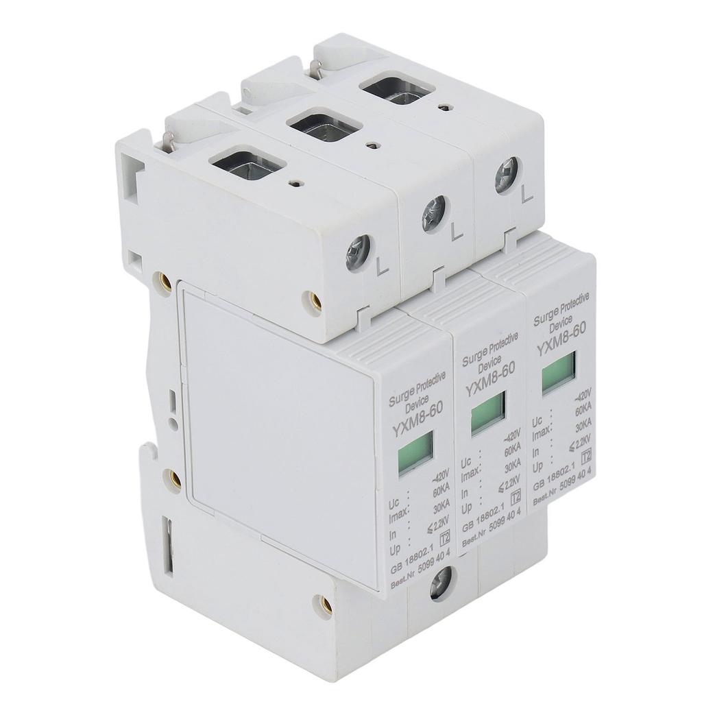 Устройство защиты от импульсных перенапряжений 3P Огнестойкий материал ПК Модуль защиты от перенапряжения Разрядник 60 кА 420 В
