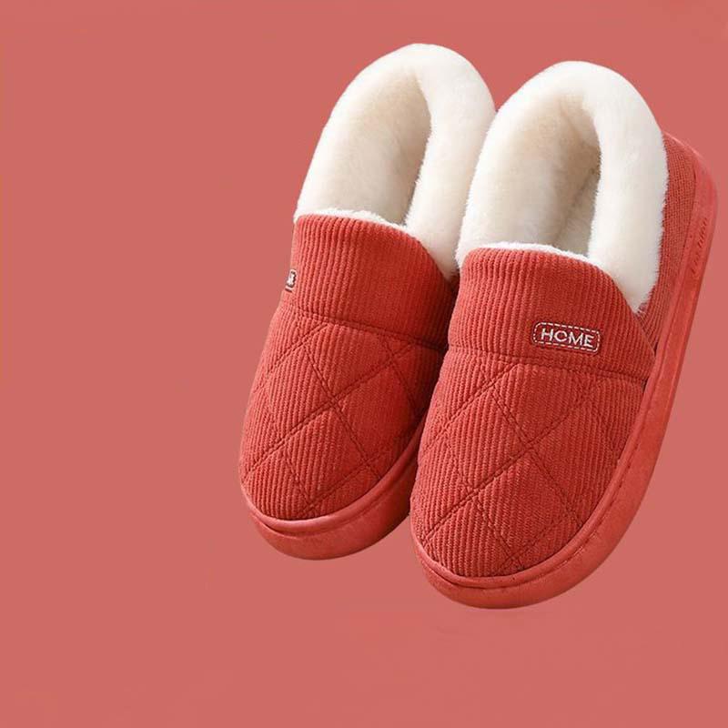 Comwarm Women Fur Plush Cotton Slippers Indoor Soft Cozy Fluffy Slides Couple Bedroom Furry Slides Winter Warm Fuzzy House Shoes