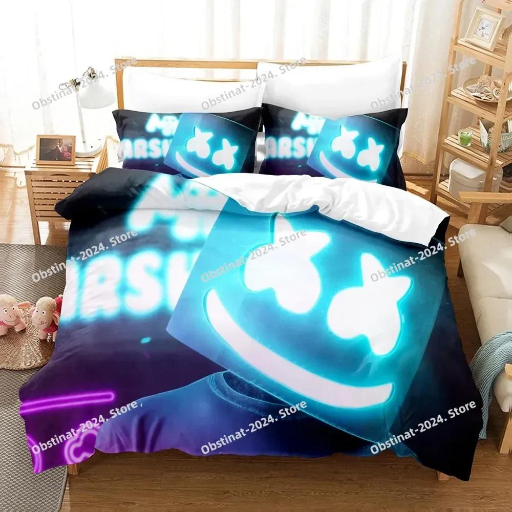 DJ Marshmello Bedding Set Single Twin Full Queen King Size Hip Hop Bed Set Aldult Kid Bedroom Duvetcover Sets 3D Print 035