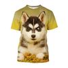 Russia Siberian Husky Printed T-shirts Cute Dog Casual Graphic T Shirt For Men Harajuku Fashion Clothing T-shirt