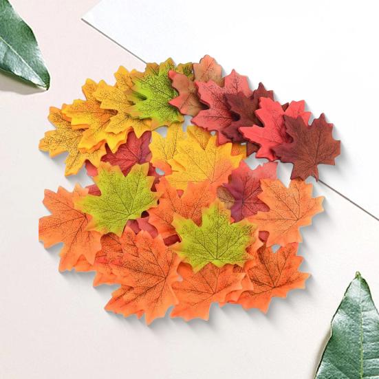 200 шт. искусственных кленовых листьев, реалистичные поддельные шелковые красочные осенние кленовые листья, украшение