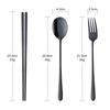 Do Buy Cutlery Set Chopsticks Spoon Fork Set Korean Tableware for 2 People Stainless Steel Mirror Finish Black 18/8