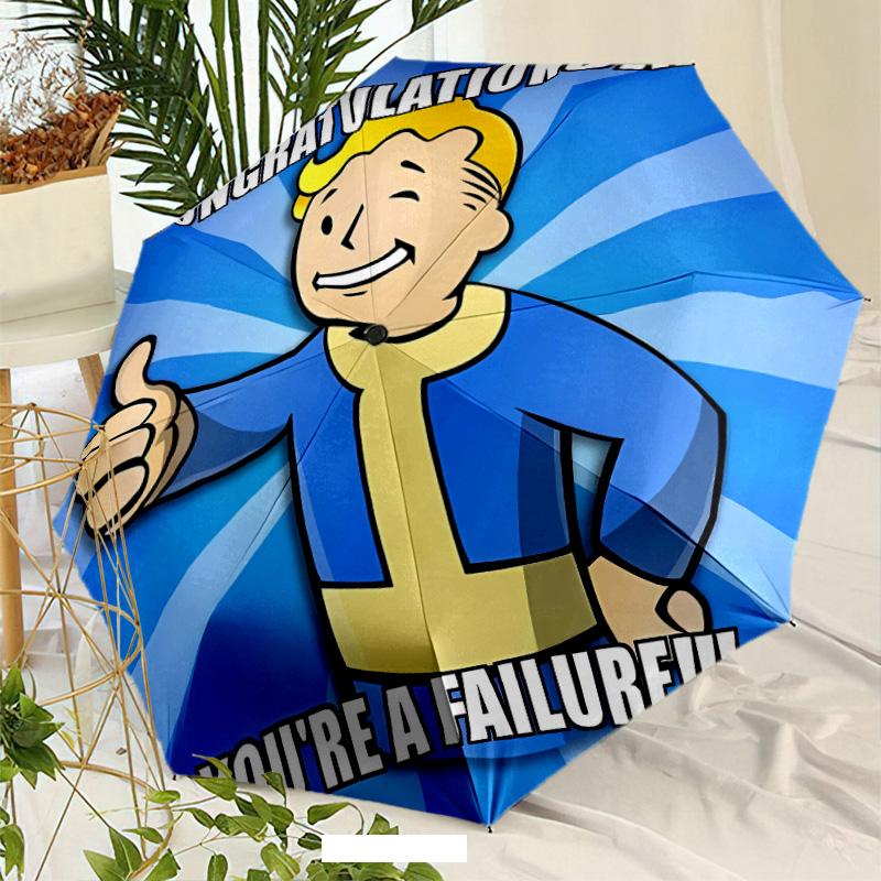 NUKA-BOMBS Fallout Umbrella with Automatic Open/Close & Self-8-Rib Heavy-Duty Umbrella, Compact Travel Umbrella Suitable for Outdoor
